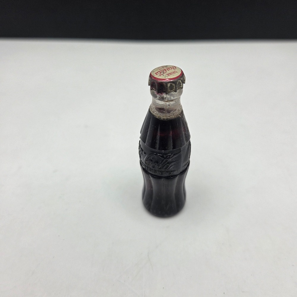 Vintage Coca-Cola Miniature Glass Bottle 2.5" Small Soda Collectible Coke Cap